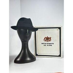 Vintage Royal Stetson Felt Fedora Nobel Hat Black Size 7 1/8